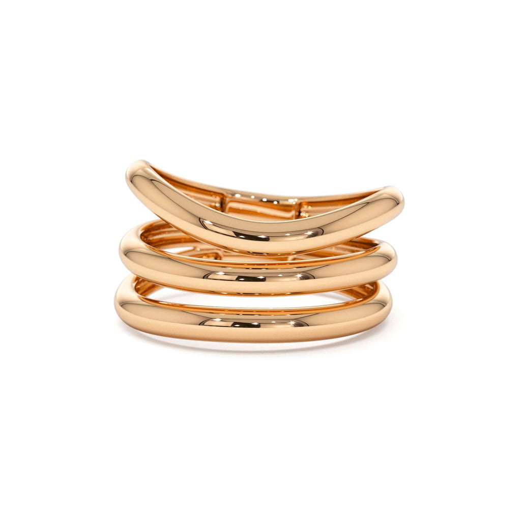14K Stacked Chunky Curved Ring - view 2