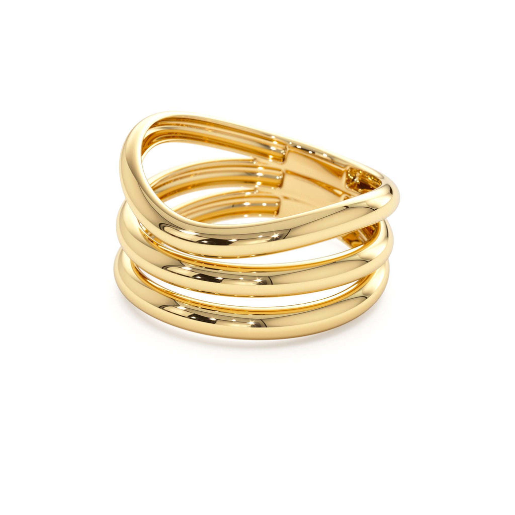 14K Stacked Chunky Curved Ring - view 4