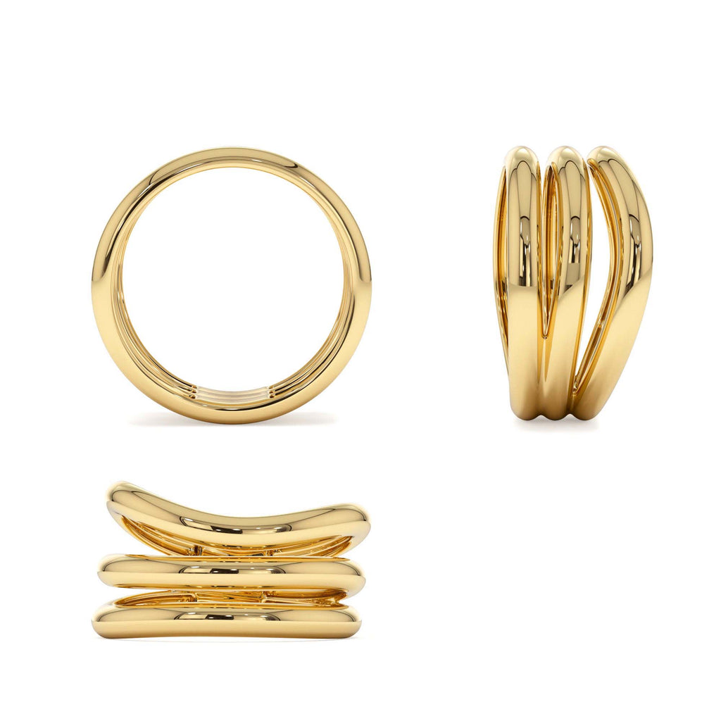 14K Stacked Chunky Curved Ring - view 5