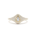14K Pave Setting Pear Shaped Diamond Signet Ring by Orlina Fine