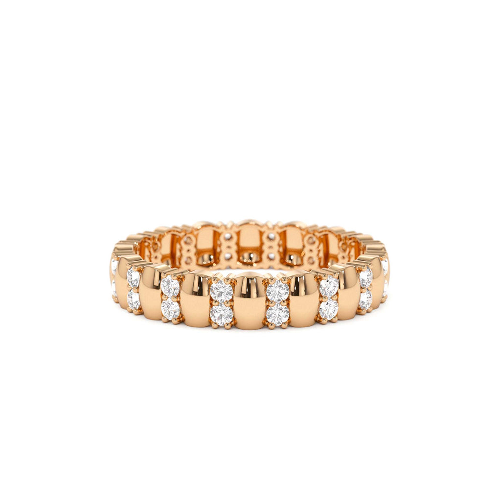 14k Unique Double Row Diamond Eternity Ring - view 2