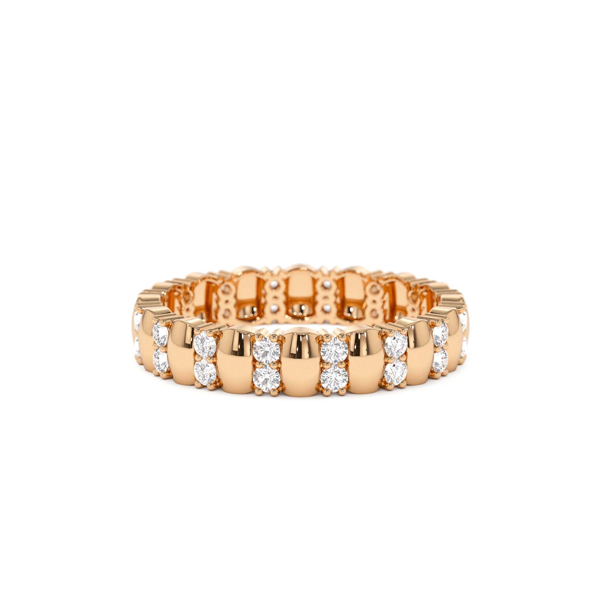 14k Unique Double Row Diamond Eternity Ring - view 2