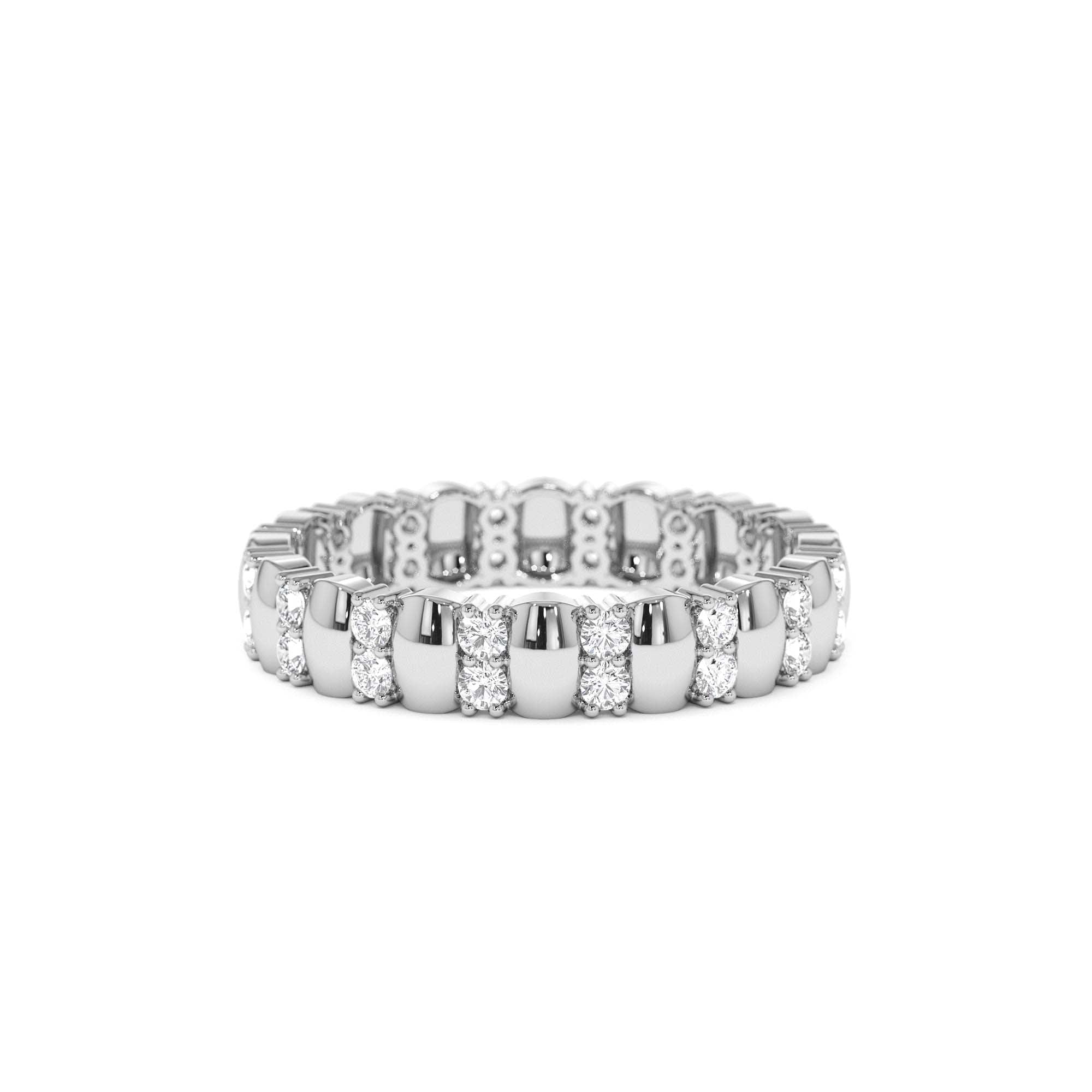 14k Unique Double Row Diamond Eternity Ring - view 3