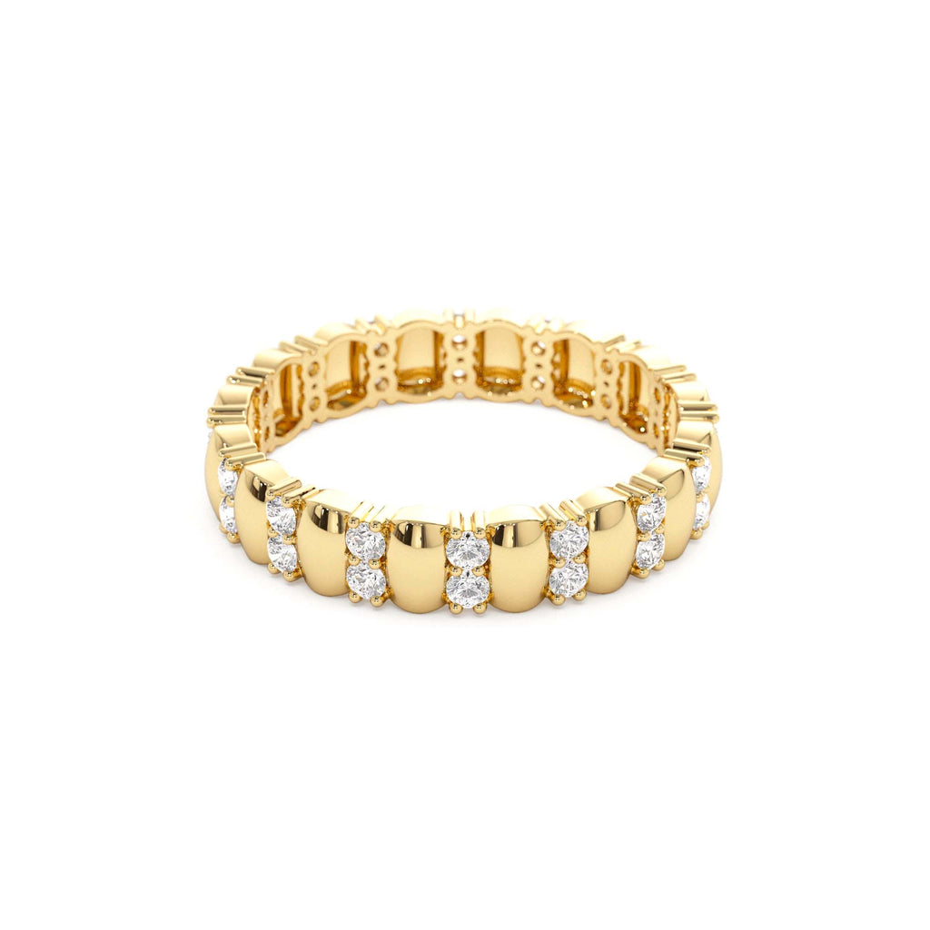14k Unique Double Row Diamond Eternity Ring - view 4