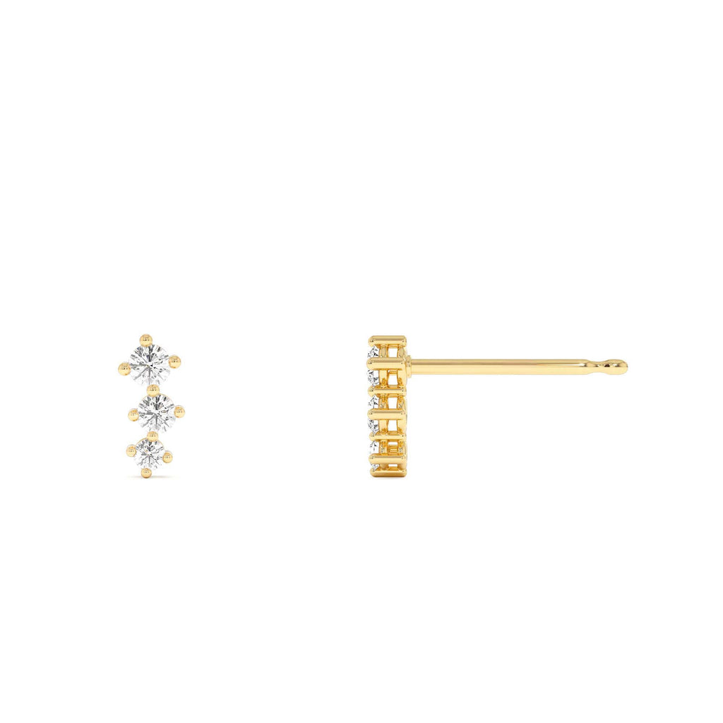 14k Three Stone Brilliant Diamond Studs 0.35 ctw - view 5