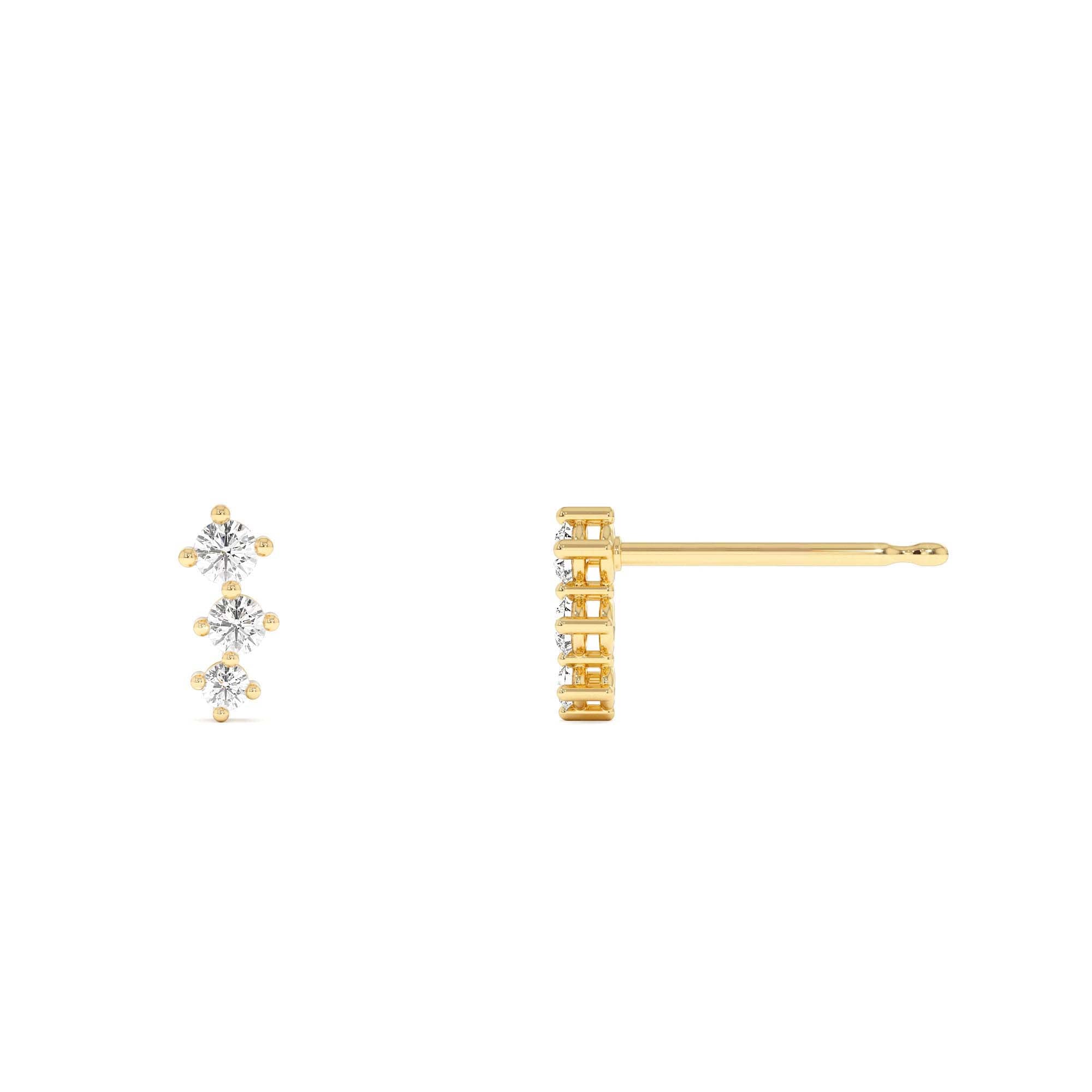 14k Three Stone Brilliant Diamond Studs 0.35 ctw - view 5