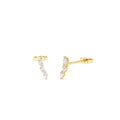 14k Three Stone Marquise Shaped Diamond Studs by Orlina Fine