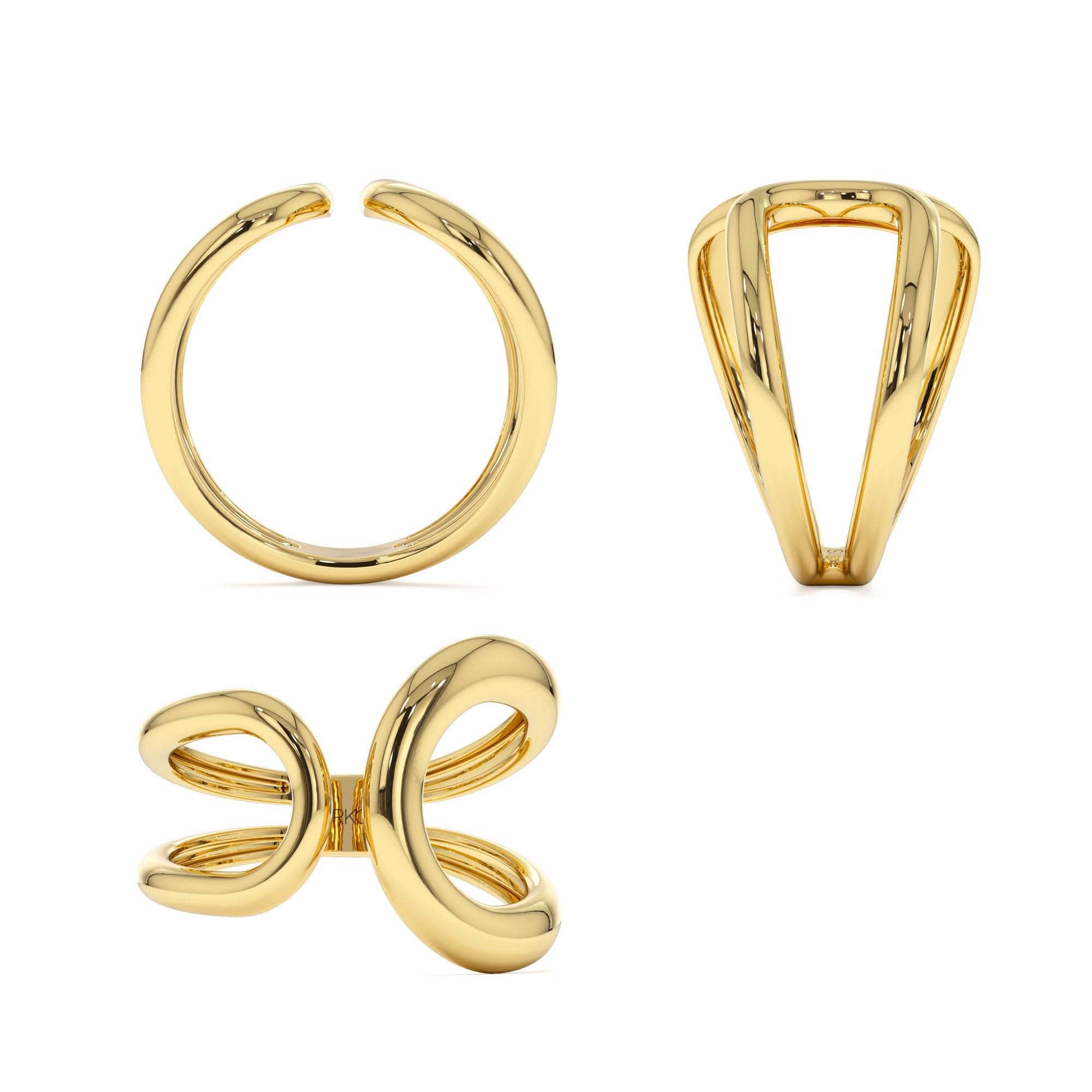 14k Unique Design Bold Gold Ring - view 5