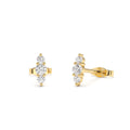 14k Triple Diamond Stud Earrings by Orlina Fine