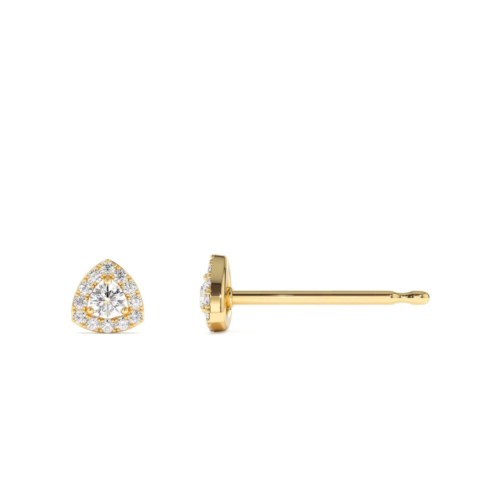 14k Triangle Halo Setting Diamond Studs - view 4