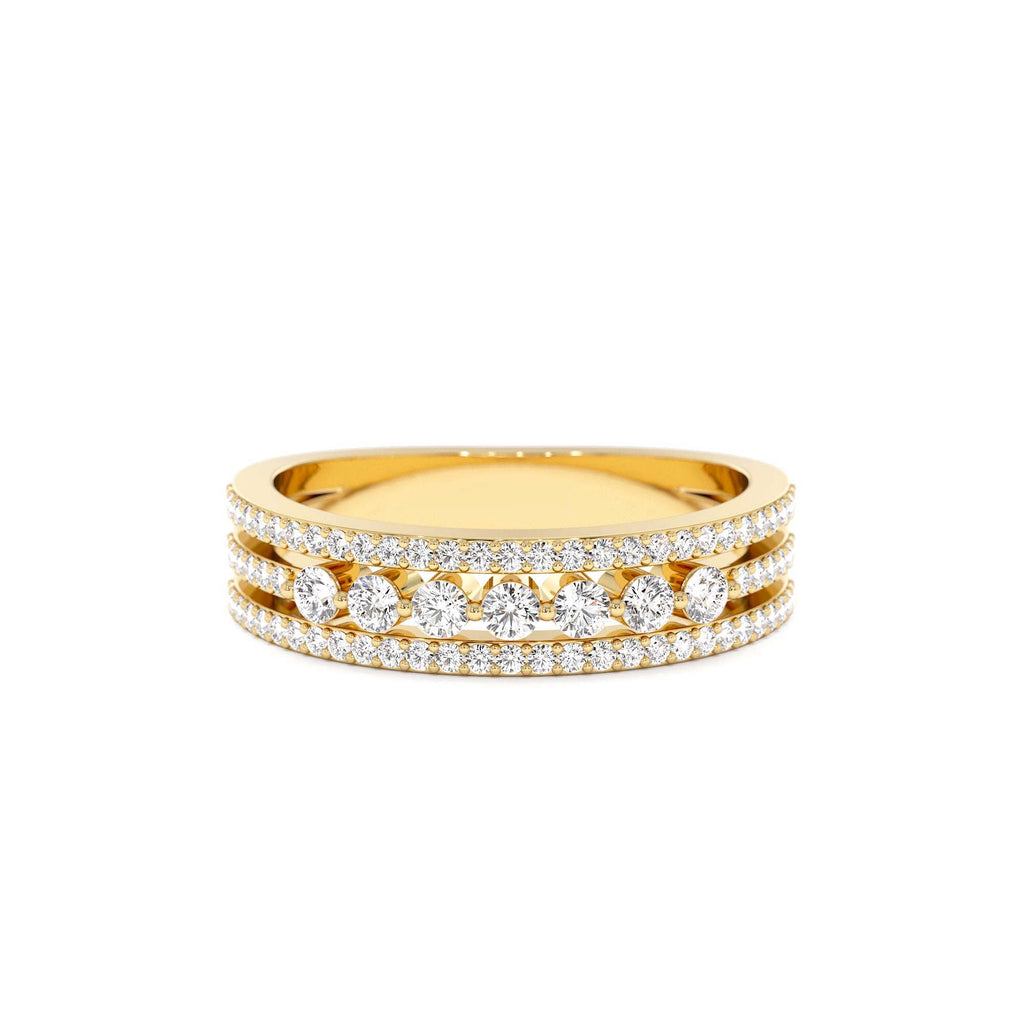 14k Triple Row Diamond Stacking Wedding Ring by Orlina Fine