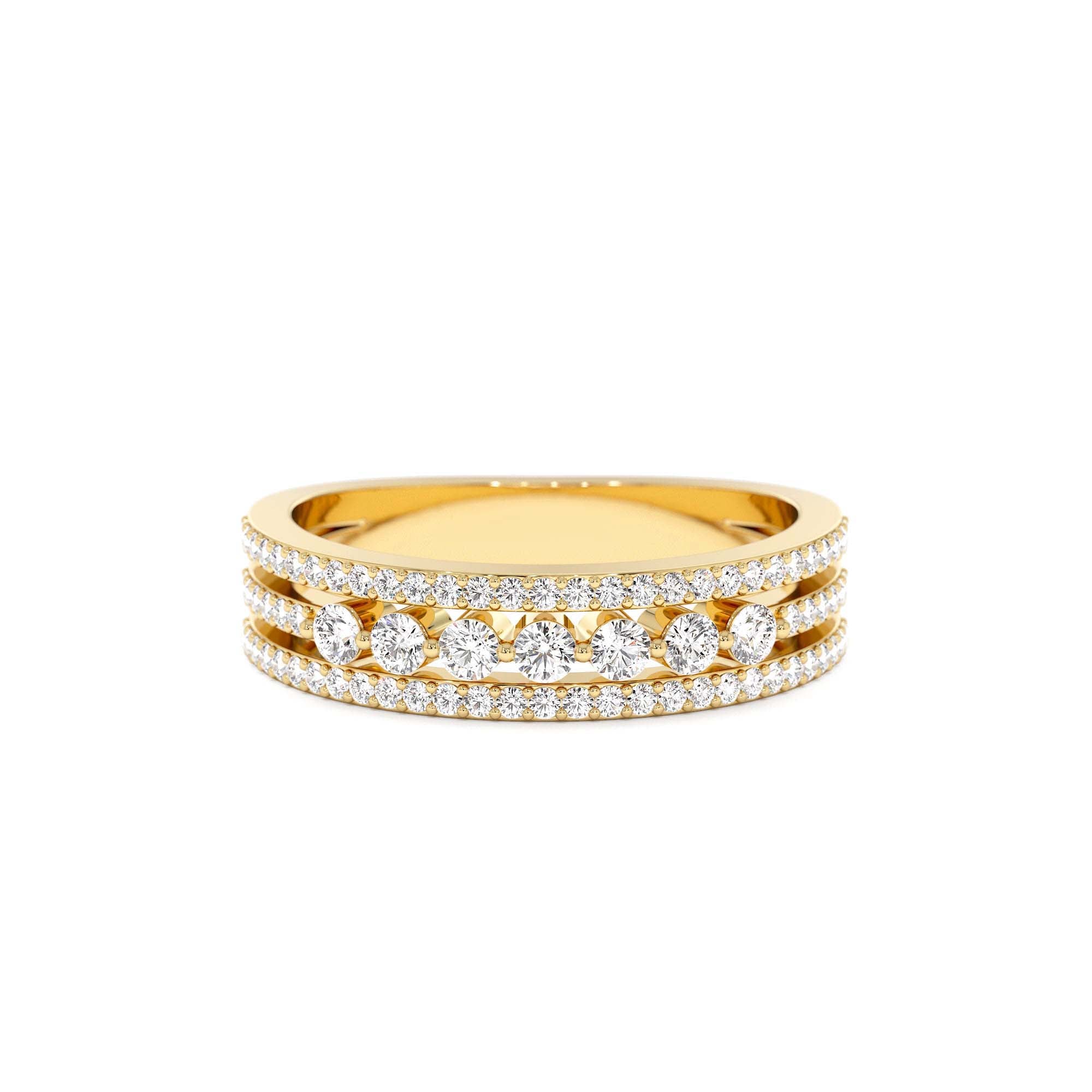 14k Triple Row Diamond Stacking Wedding Ring by Orlina Fine