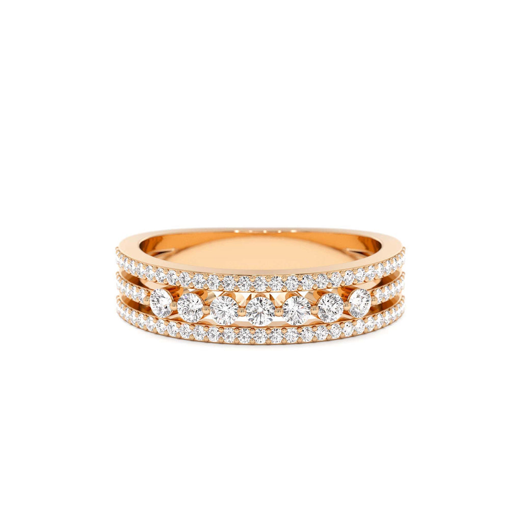 14k Triple Row Diamond Stacking Wedding Ring - view 2