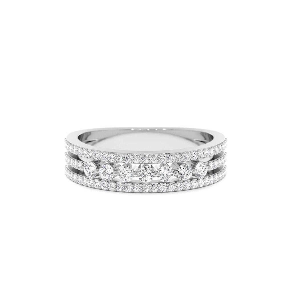 14k Triple Row Diamond Stacking Wedding Ring - view 3