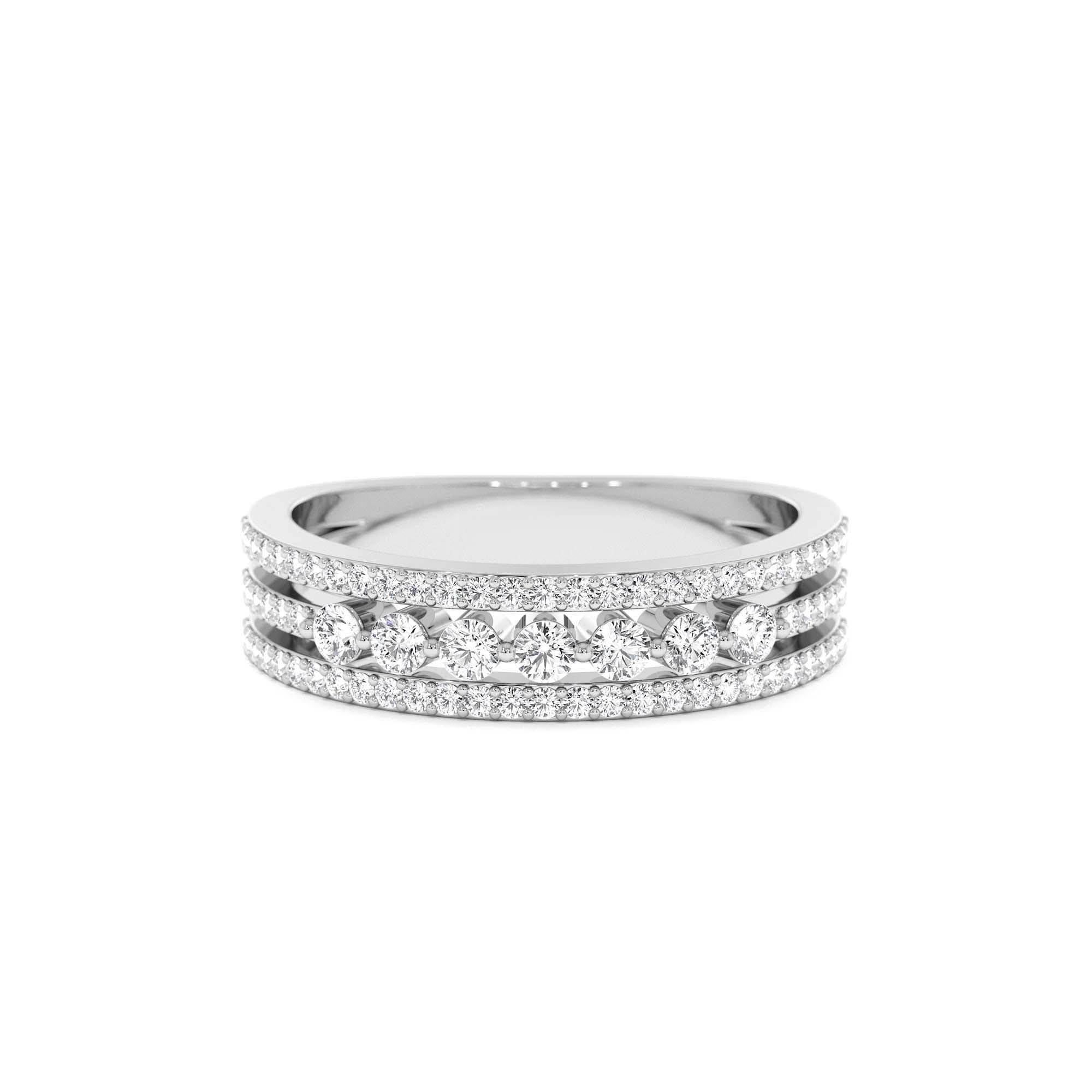 14k Triple Row Diamond Stacking Wedding Ring - view 3