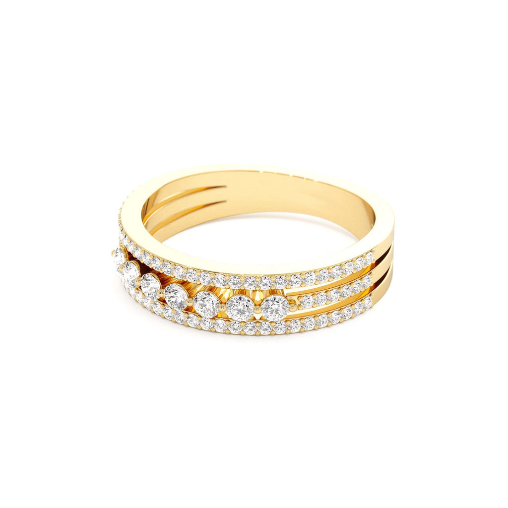 14k Triple Row Diamond Stacking Wedding Ring - view 4