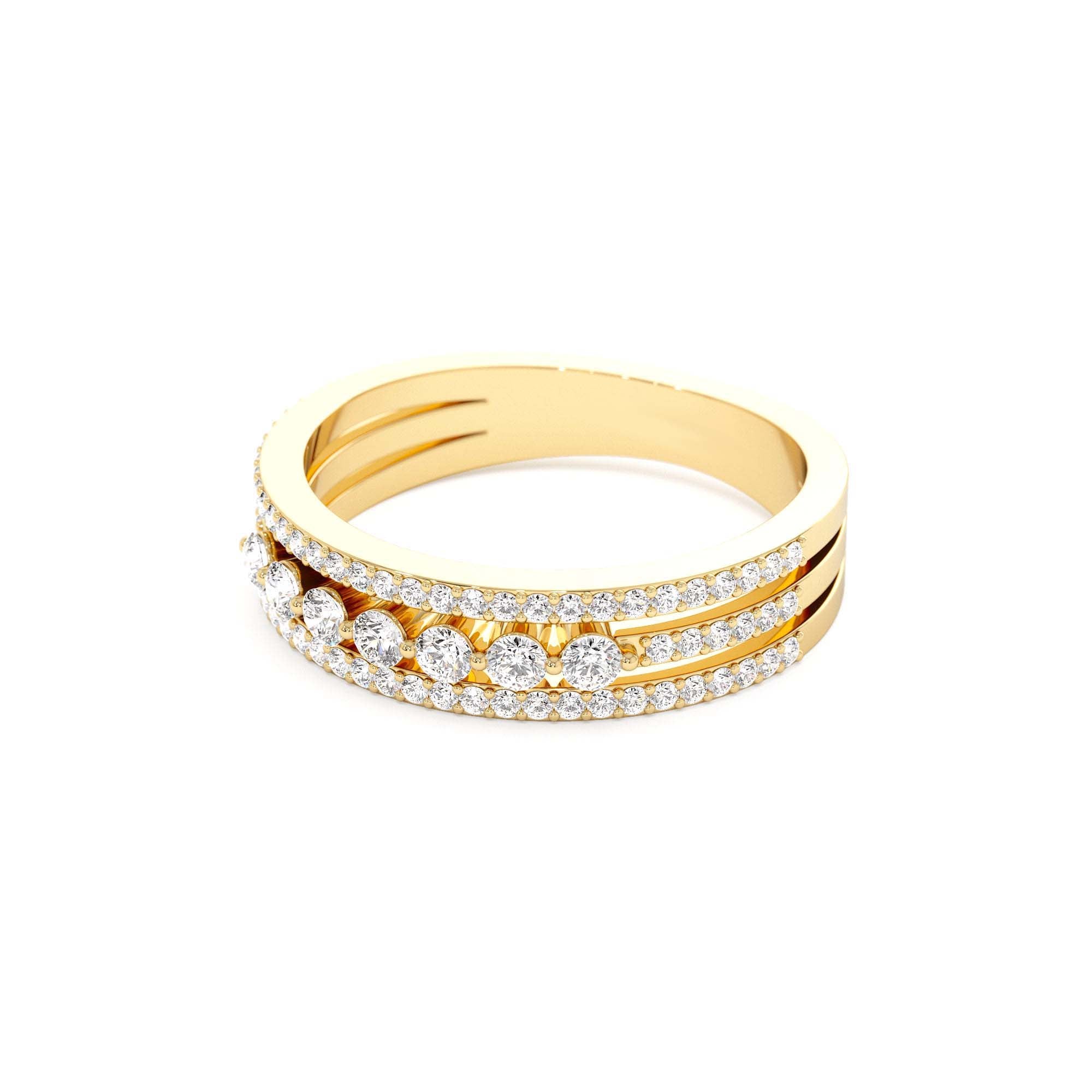 14k Triple Row Diamond Stacking Wedding Ring - view 4