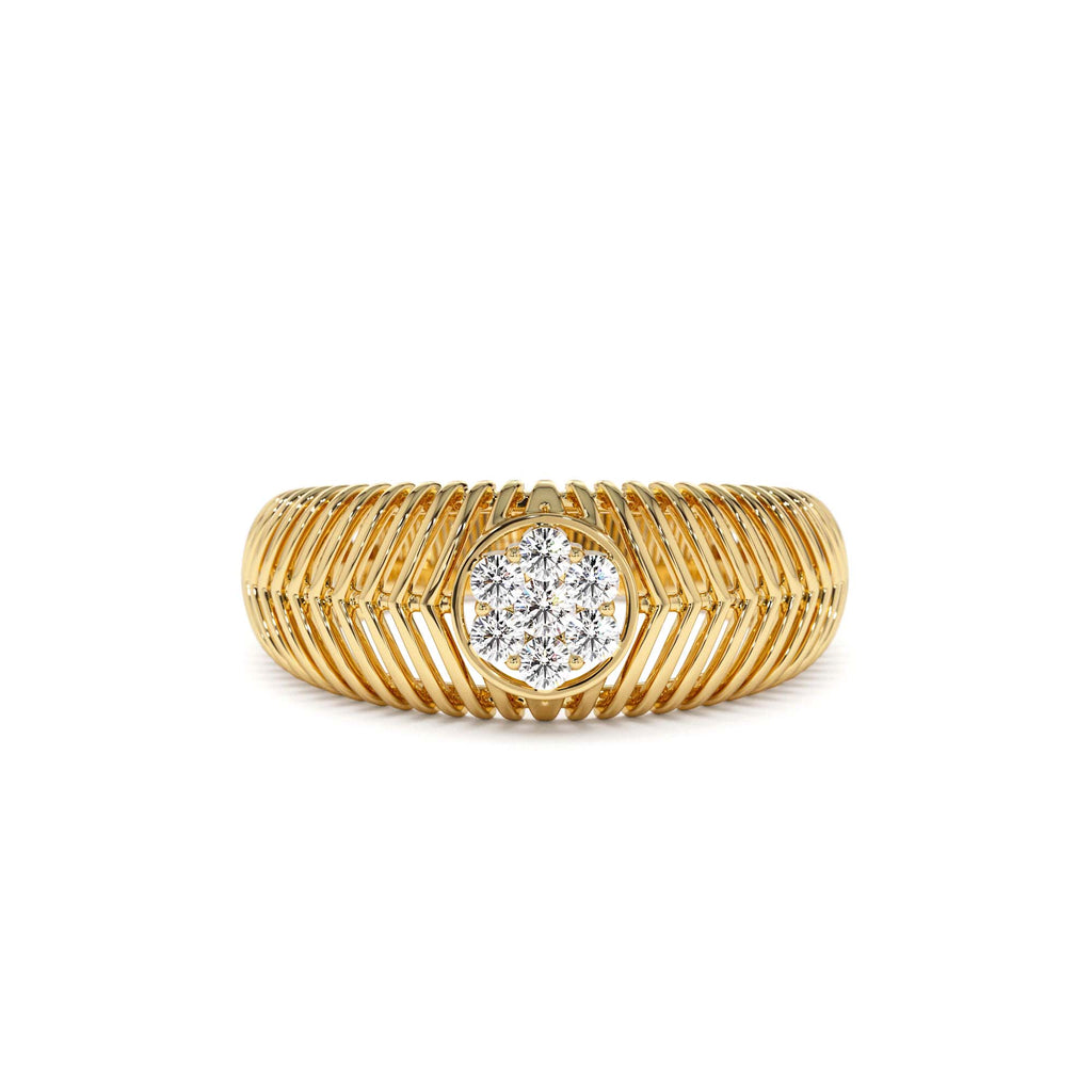 14k Unique Ribbed Illusion Setting Diamond Ring by Orlina Fine