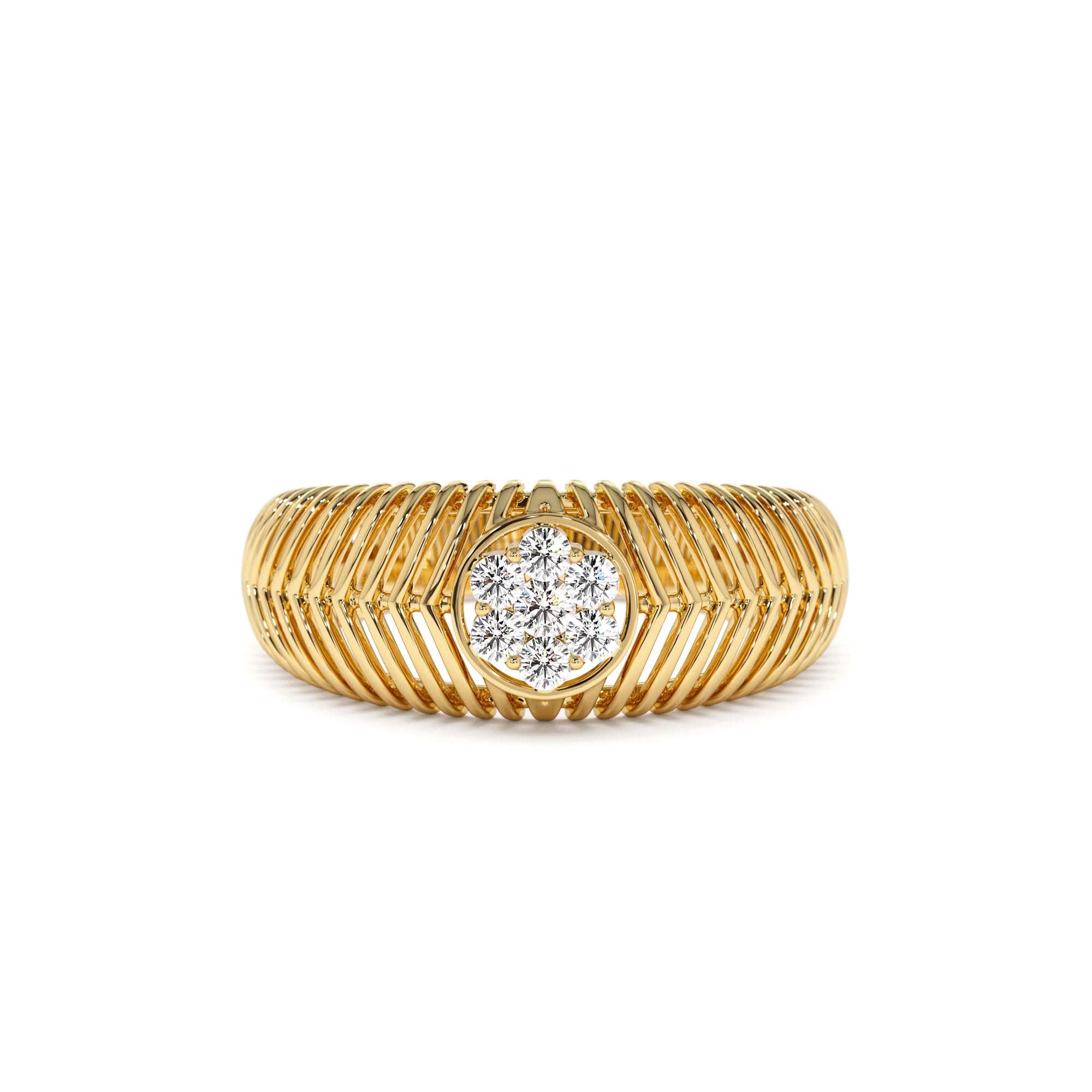 14k Unique Ribbed Illusion Setting Diamond Ring by Orlina Fine