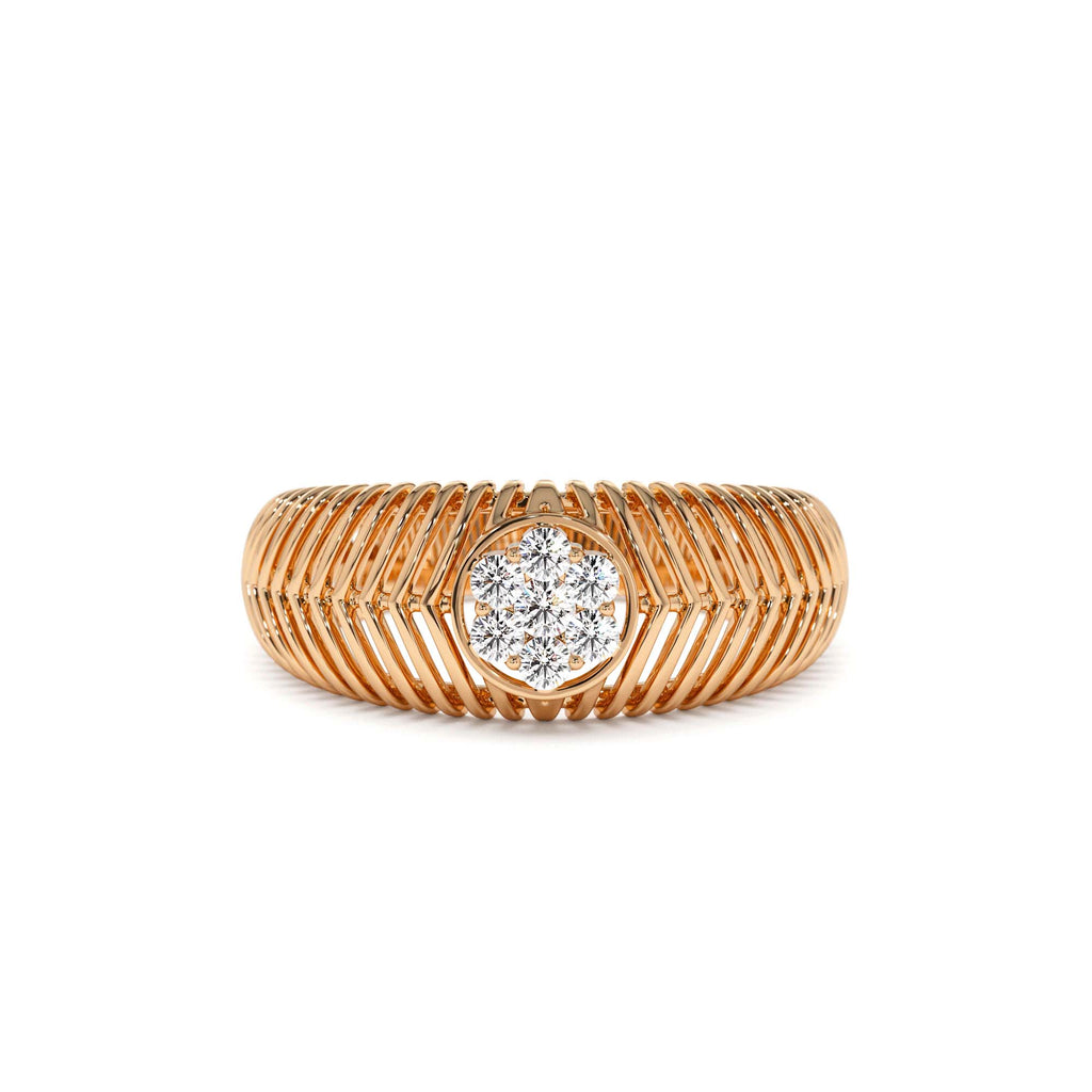 14k Unique Ribbed Illusion Setting Diamond Ring - view 2