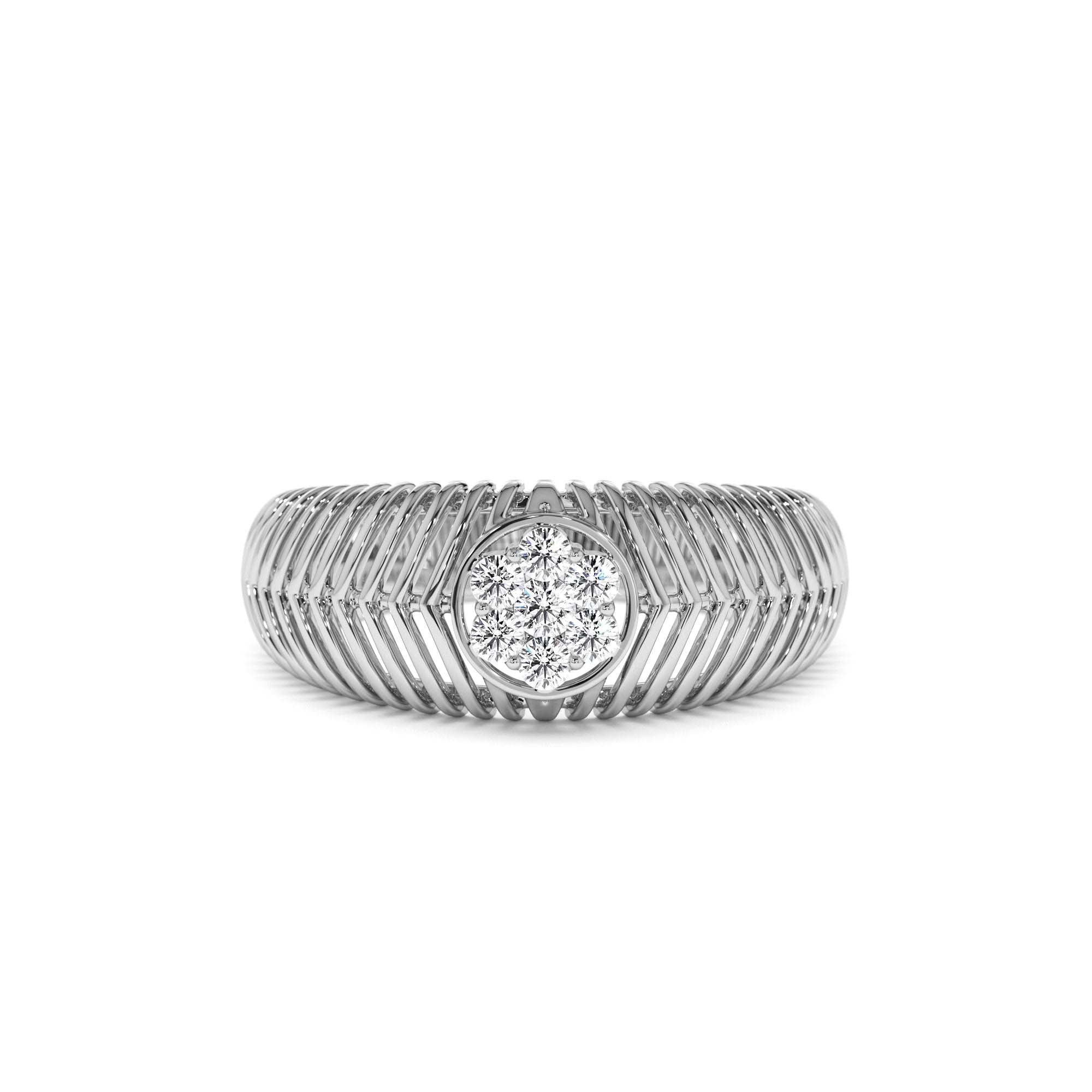 14k Unique Ribbed Illusion Setting Diamond Ring - view 3