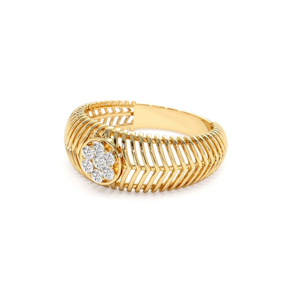 14k Unique Ribbed Illusion Setting Diamond Ring - view 4