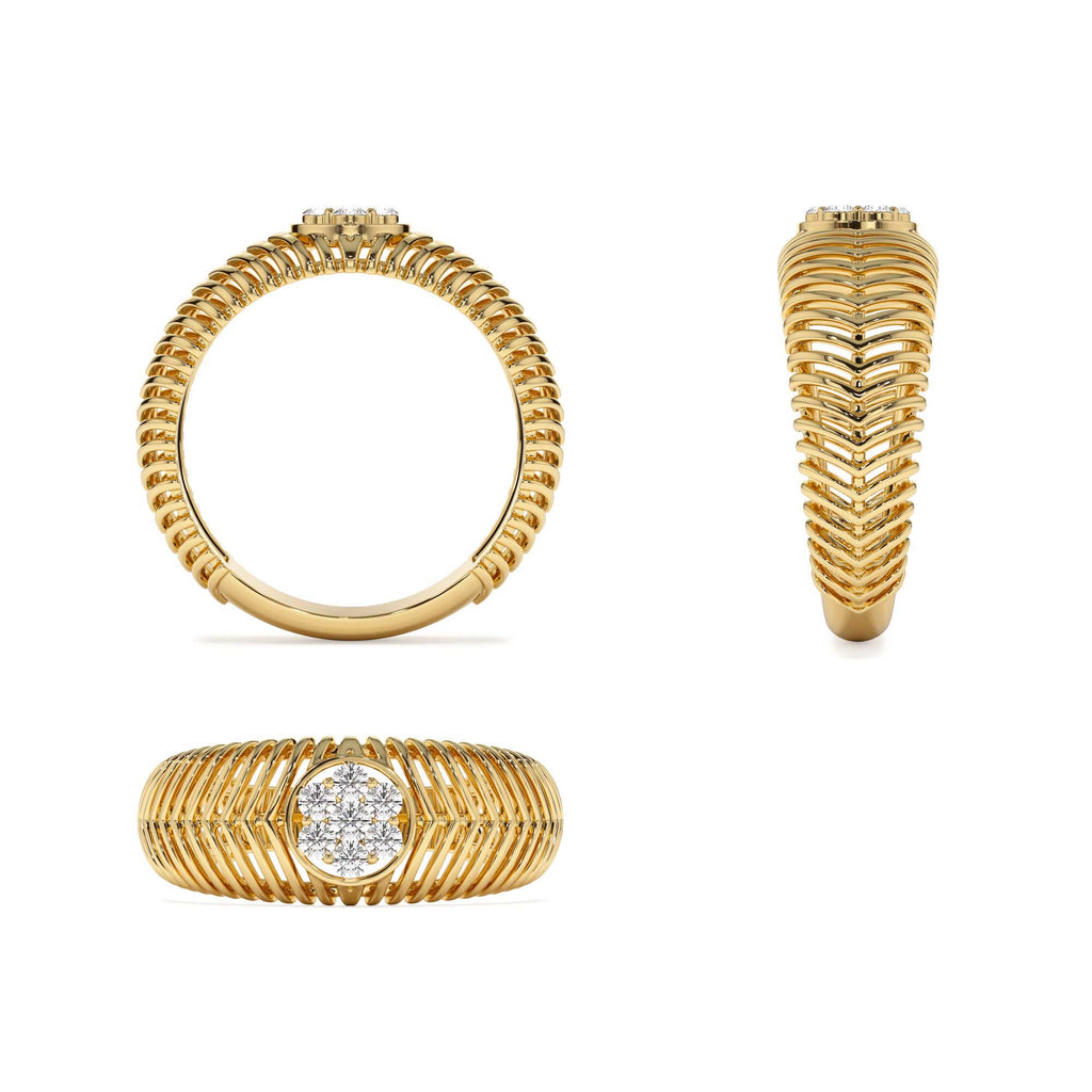 14k Unique Ribbed Illusion Setting Diamond Ring - view 5