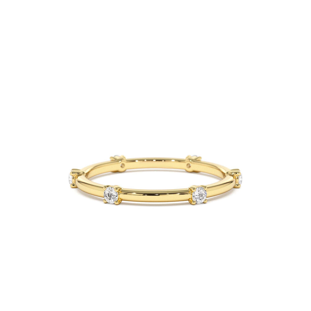 14k Prong Setting Full Eternity Dainty Stacking Ring by Orlina Fine