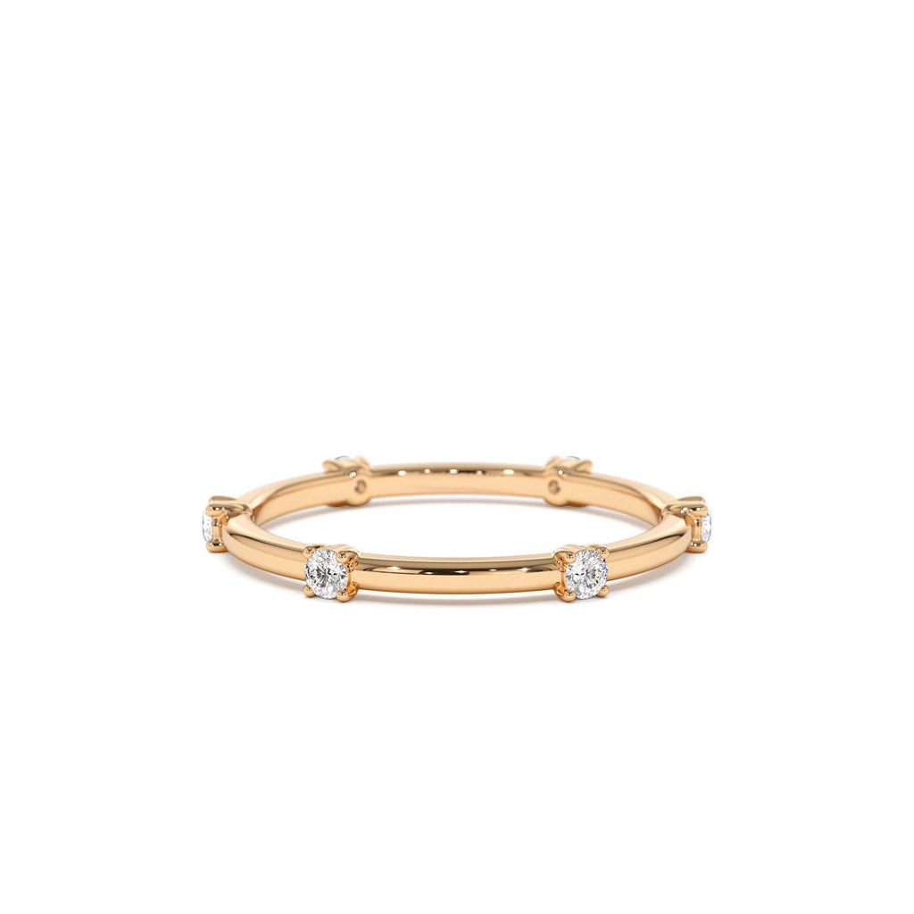 14k Prong Setting Full Eternity Dainty Stacking Ring - view 2