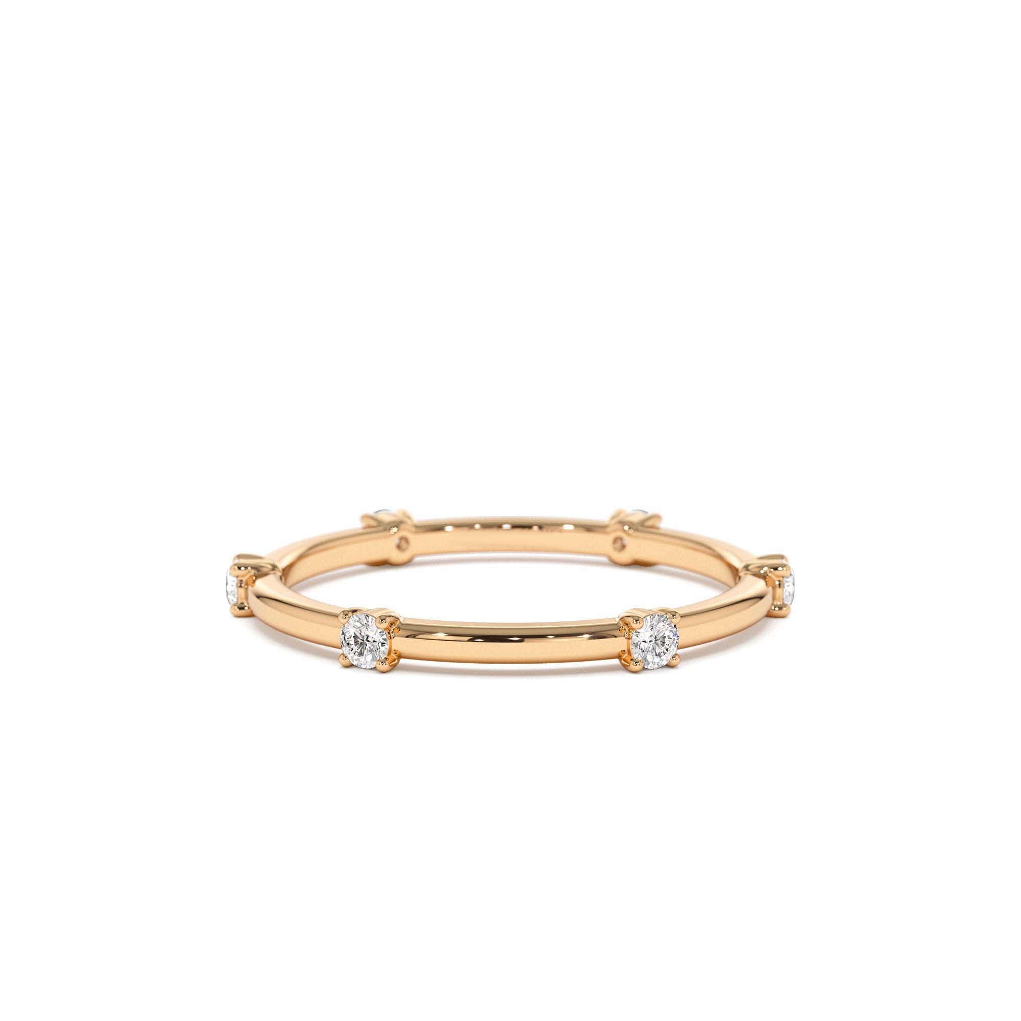 14k Prong Setting Full Eternity Dainty Stacking Ring - view 2