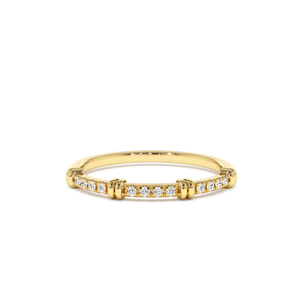 14k Unique Petite Diamond Stack Band by Orlina Fine