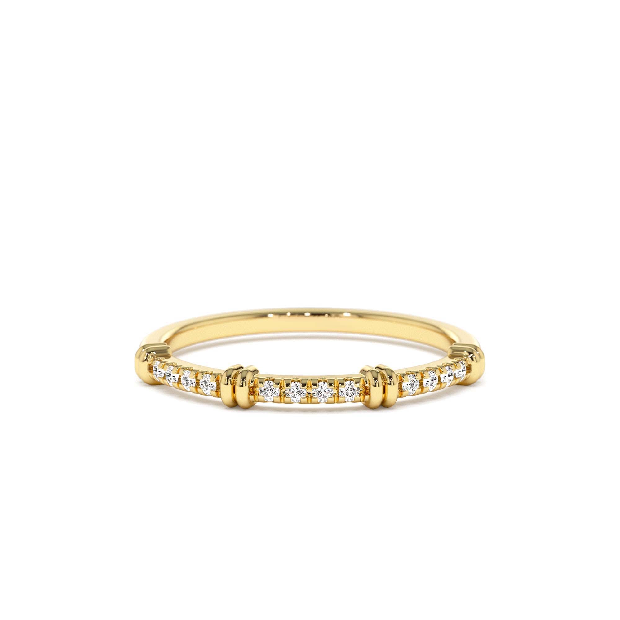 14k Unique Petite Diamond Stack Band by Orlina Fine