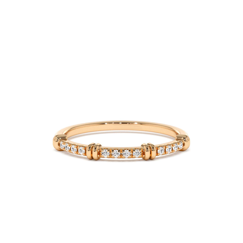 14k Unique Petite Diamond Stack Band - view 2