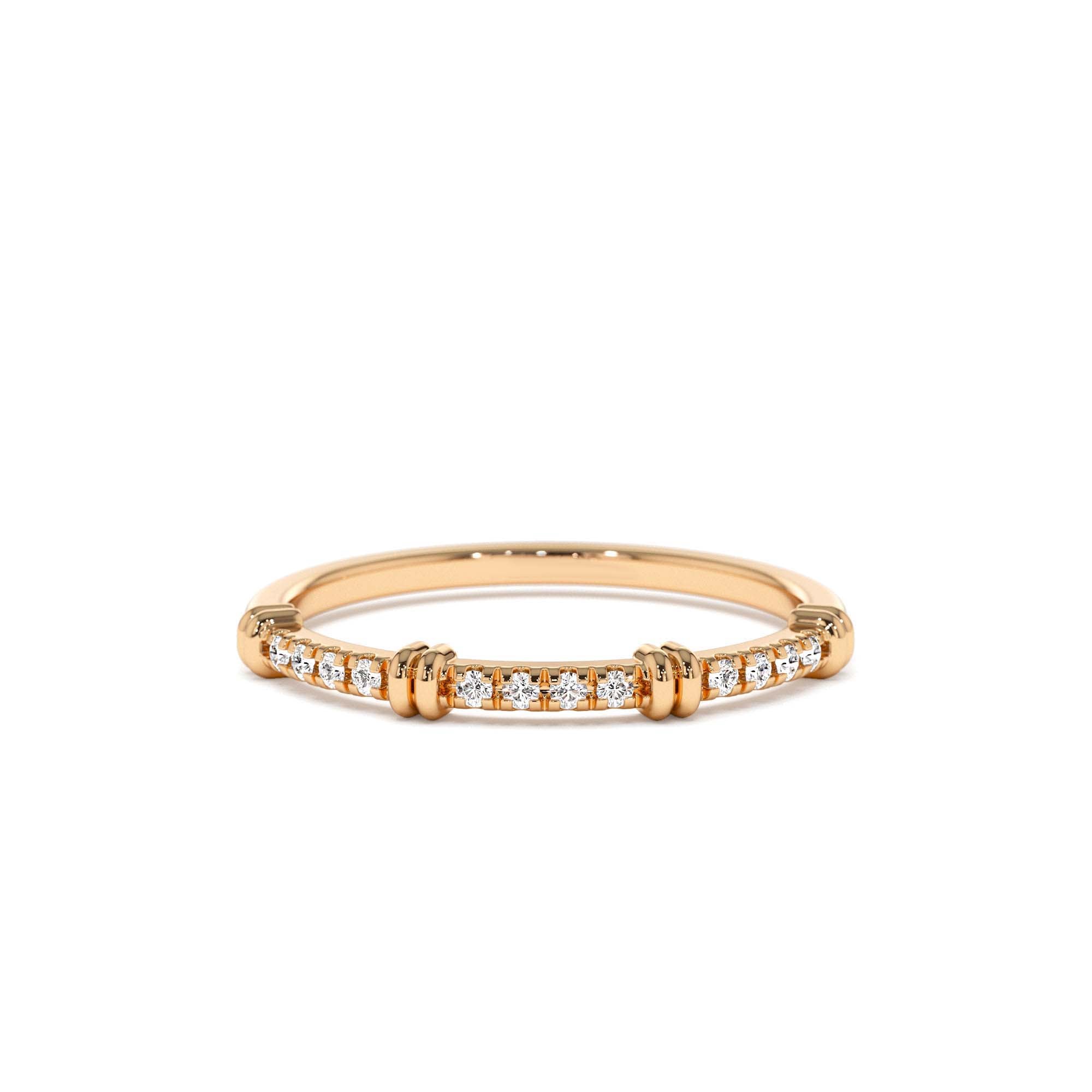 14k Unique Petite Diamond Stack Band - view 2