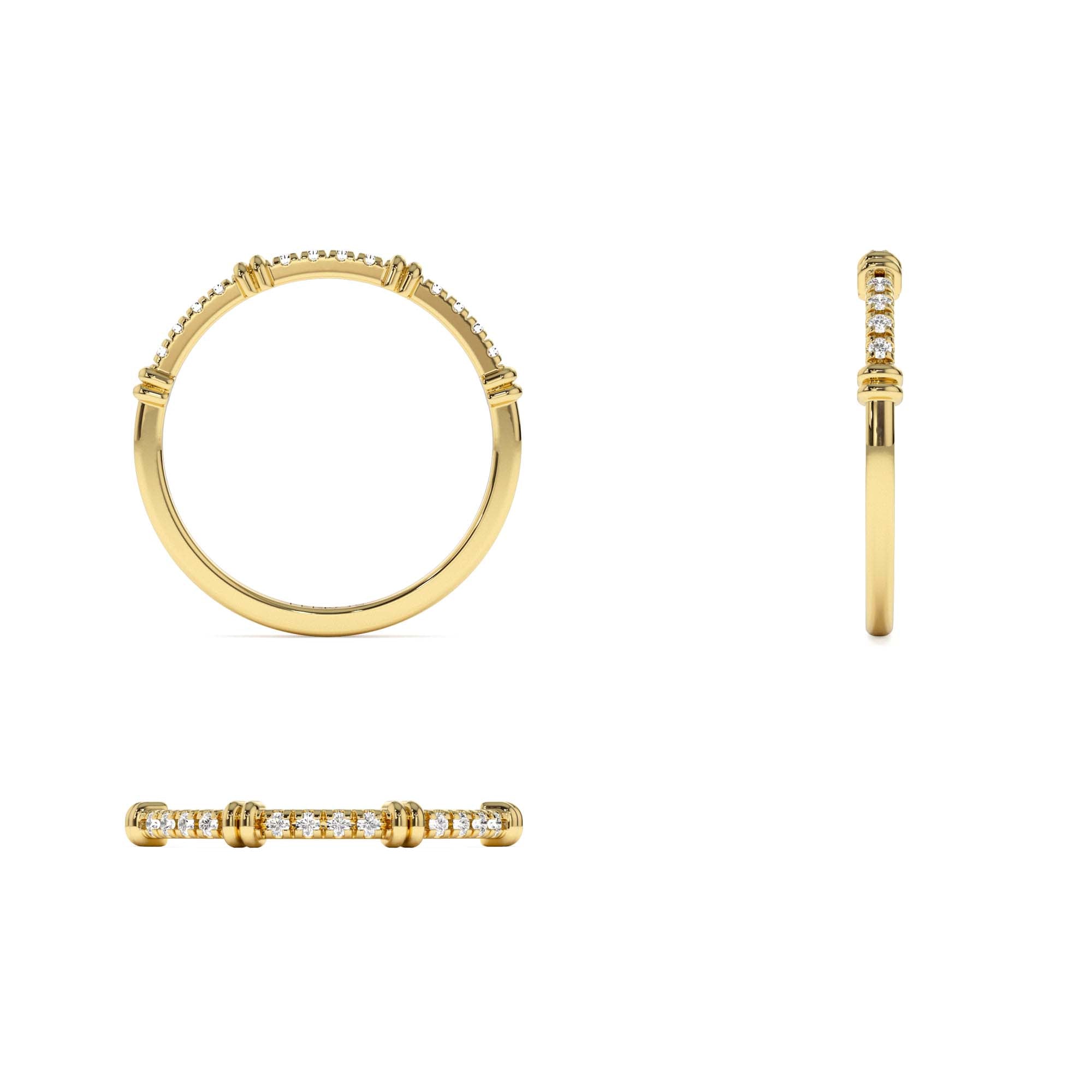 14k Unique Petite Diamond Stack Band - view 5