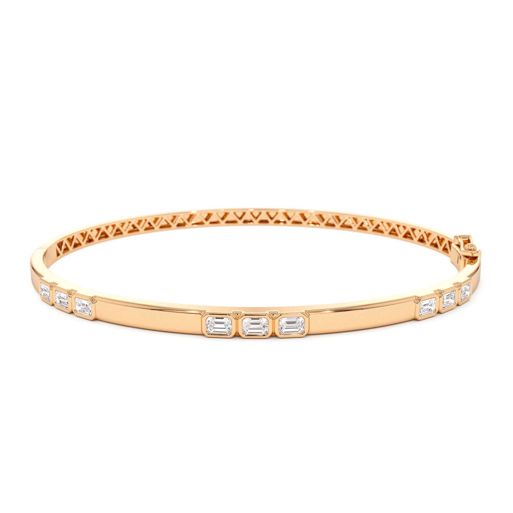 14k Emerald Cut Bezel Setting Bangle - view 2
