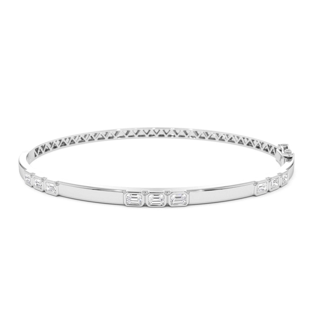14k Emerald Cut Bezel Setting Bangle - view 3