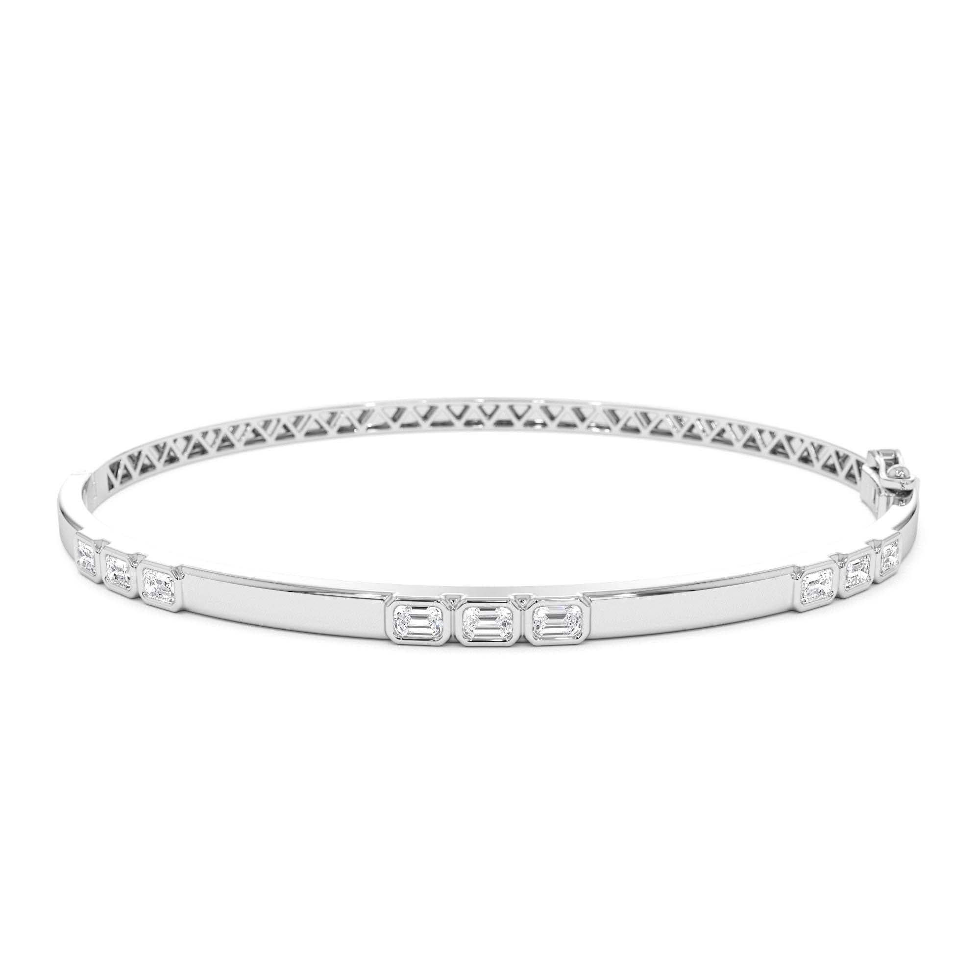 14k Emerald Cut Bezel Setting Bangle - view 3