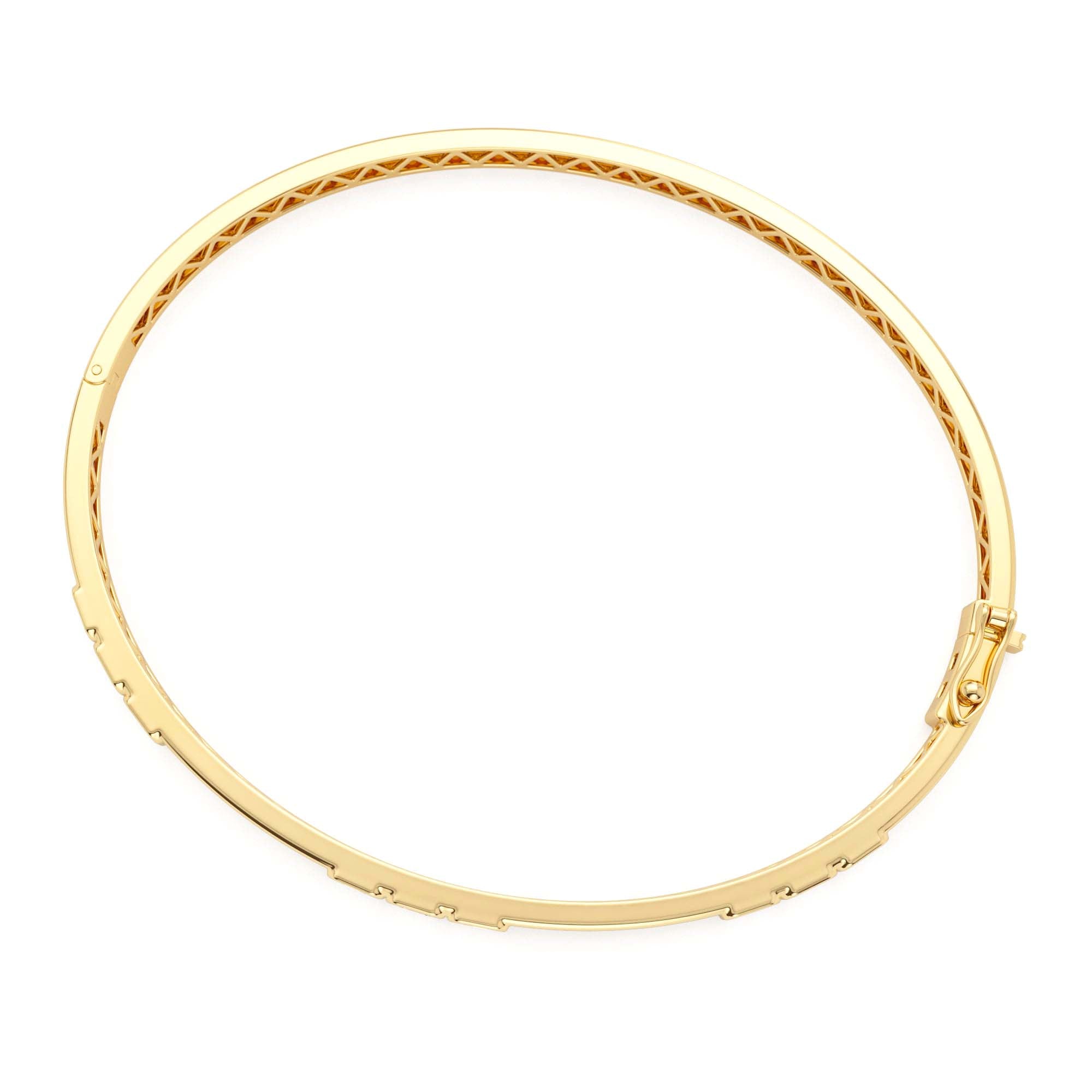 14k Emerald Cut Bezel Setting Bangle - view 4