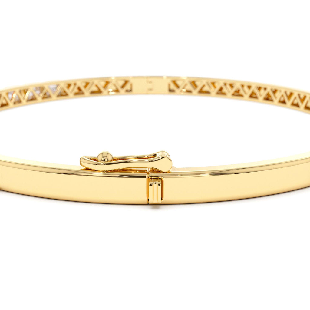 14k Emerald Cut Bezel Setting Bangle - view 5