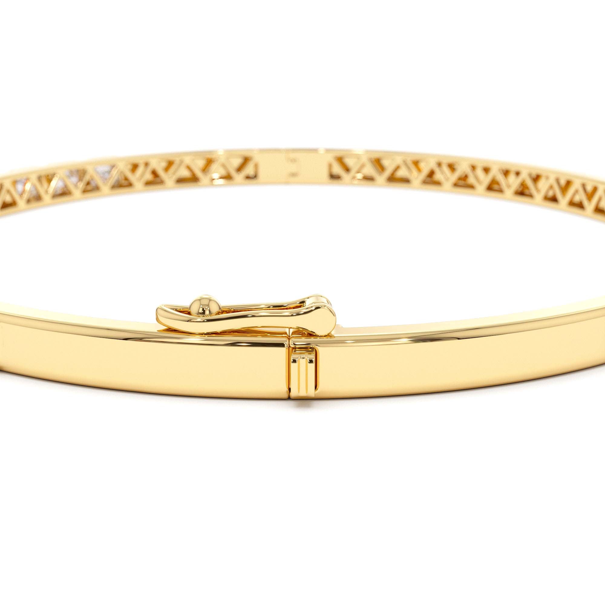 14k Emerald Cut Bezel Setting Bangle - view 5
