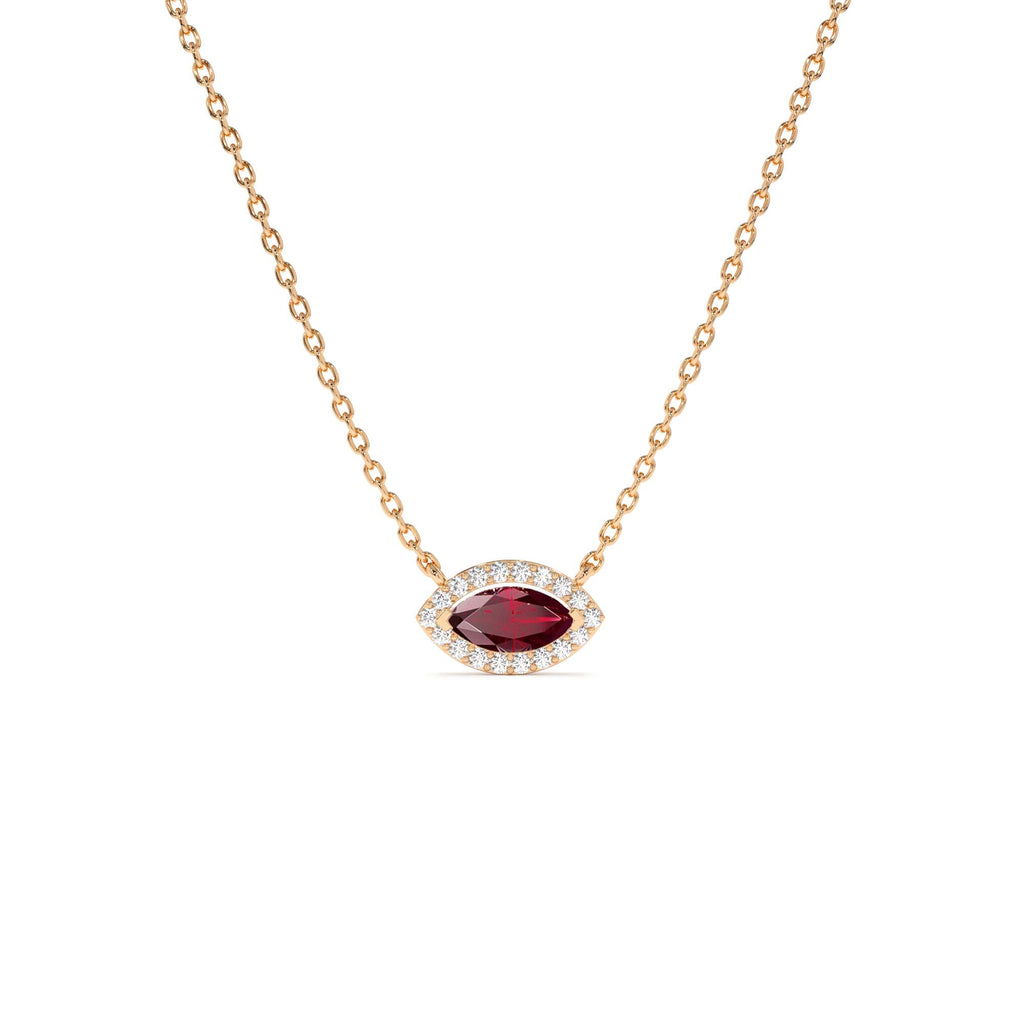 14k Marquise Ruby with Halo Diamond Setting - view 2
