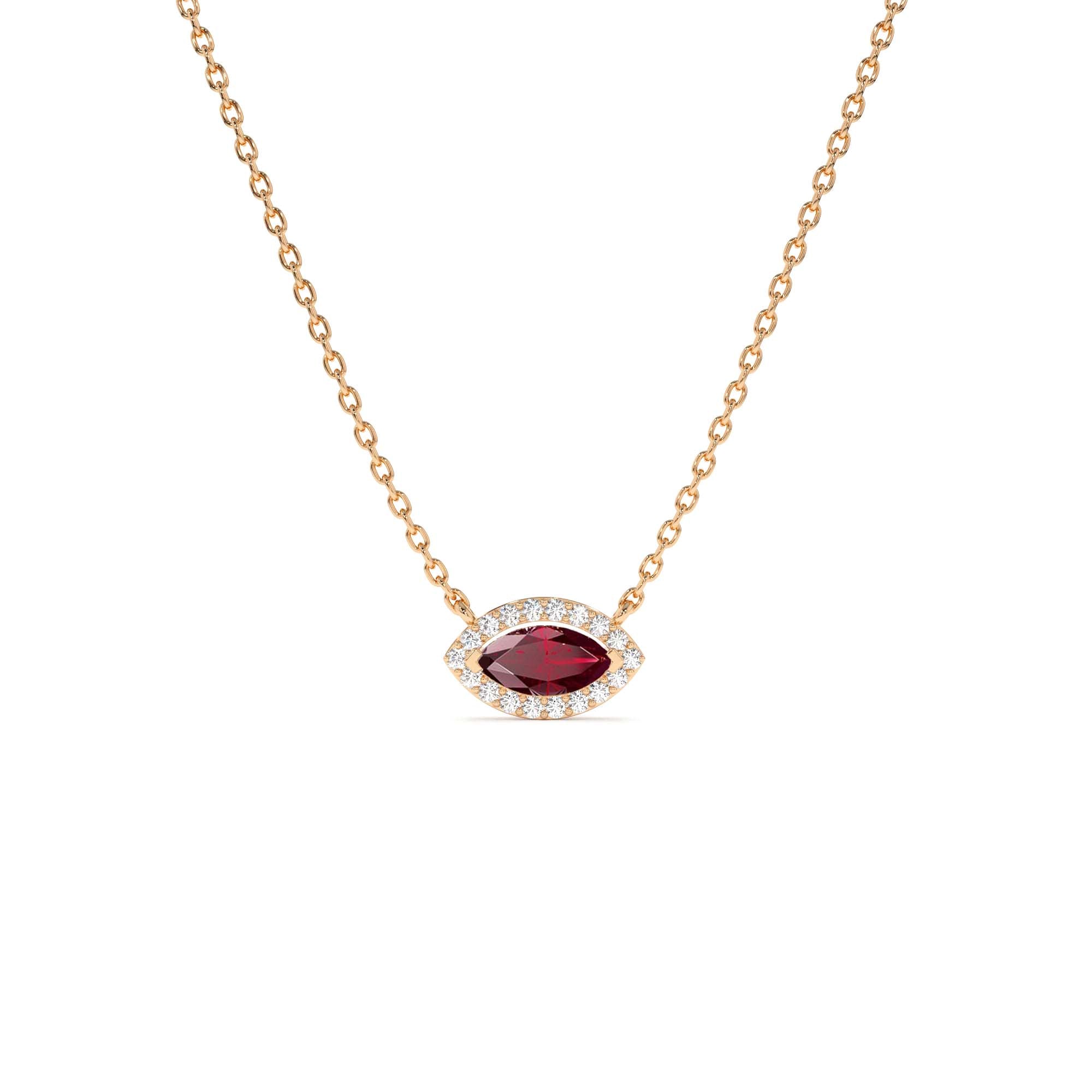 14k Marquise Ruby with Halo Diamond Setting - view 2