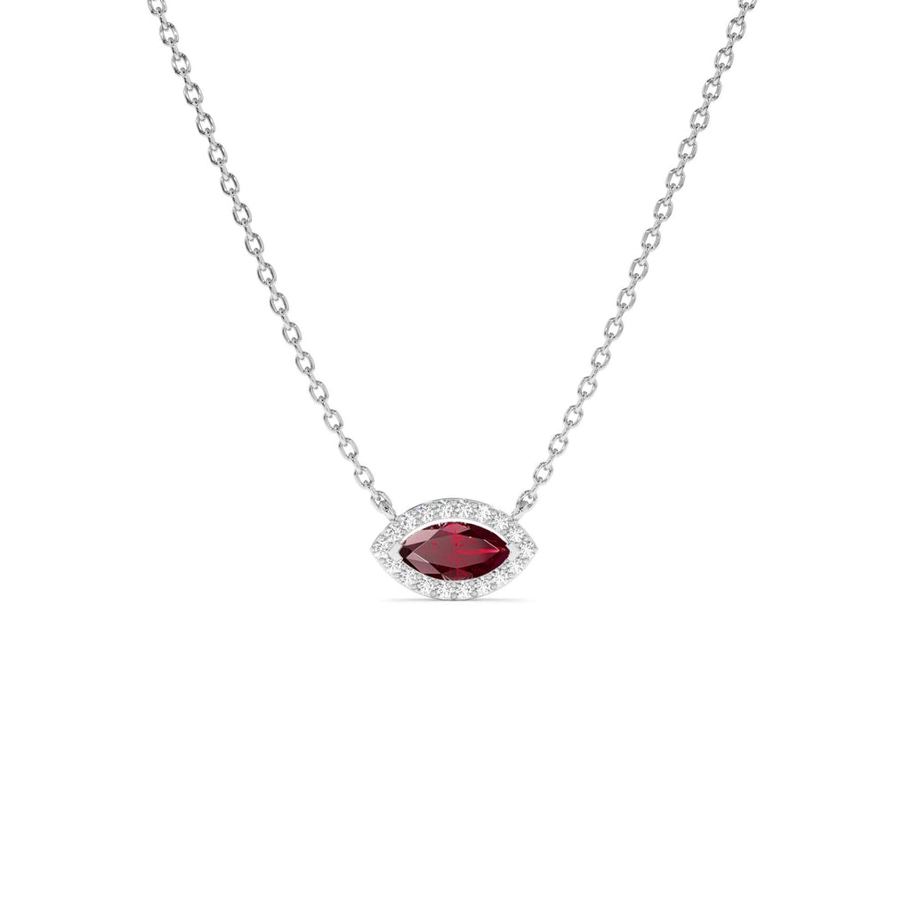 14k Marquise Ruby with Halo Diamond Setting - view 3