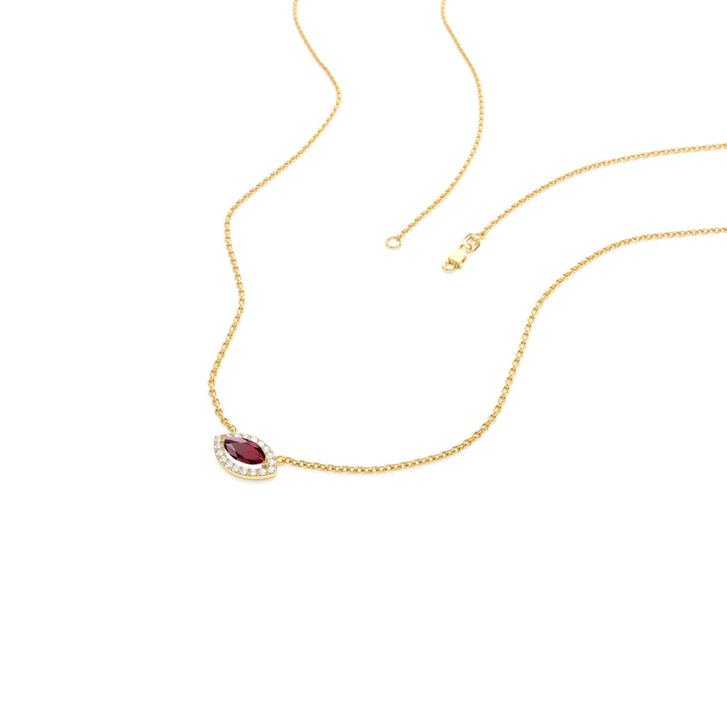 14k Marquise Ruby with Halo Diamond Setting - view 4