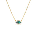 14k Marquise Emerald with Halo Diamond Setting by Orlina Fine