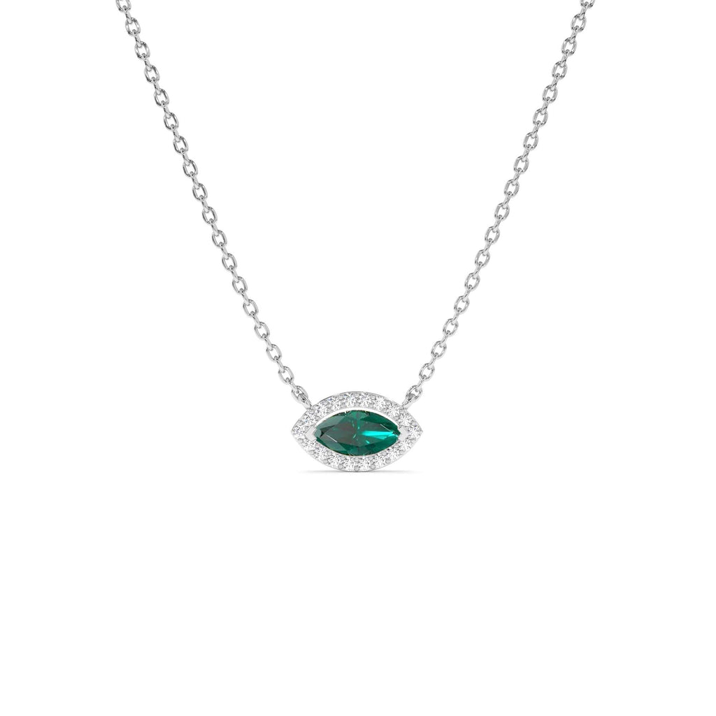 14k Marquise Emerald with Halo Diamond Setting - view 3