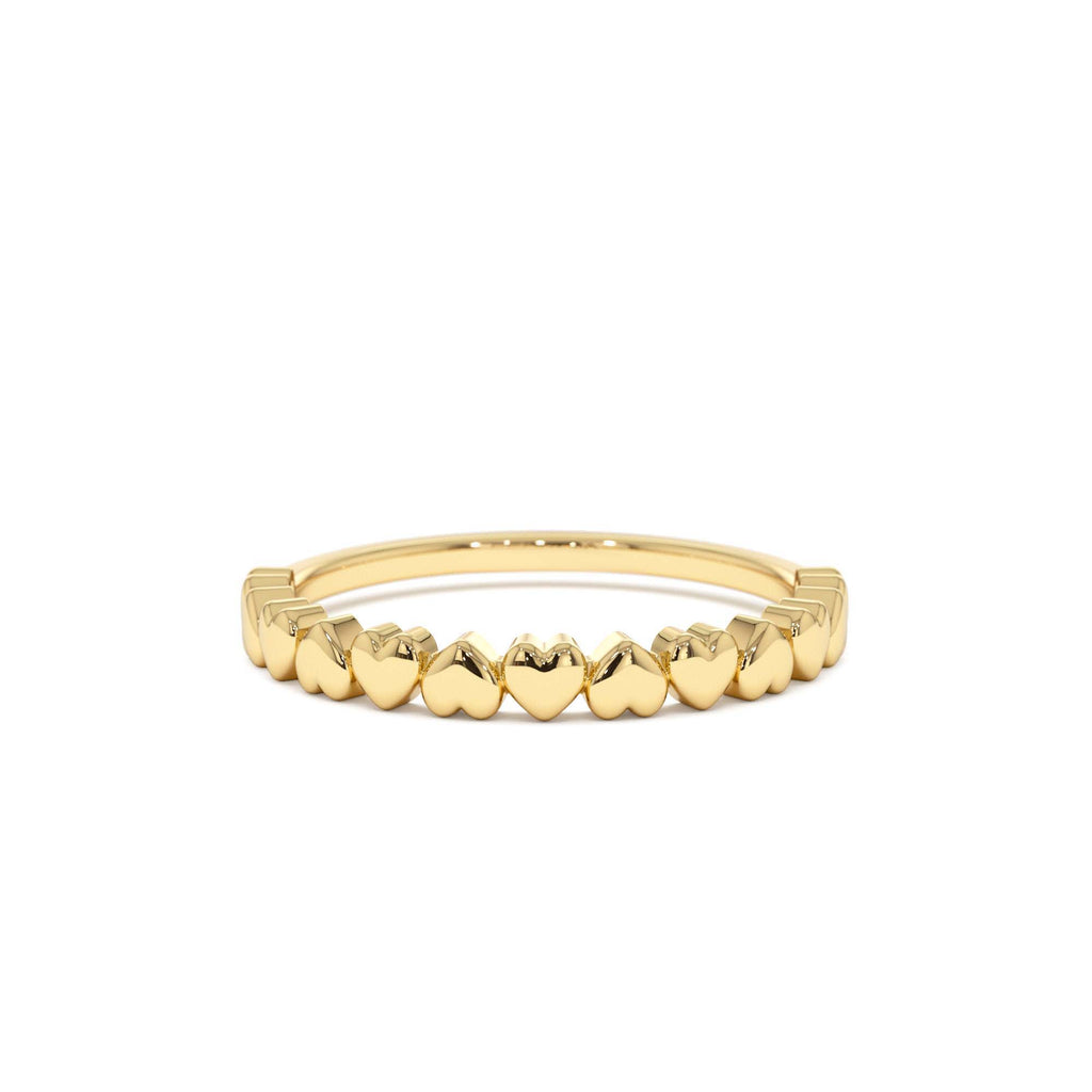 14k Dainty Heart Stacking Gold Ring by Orlina Fine