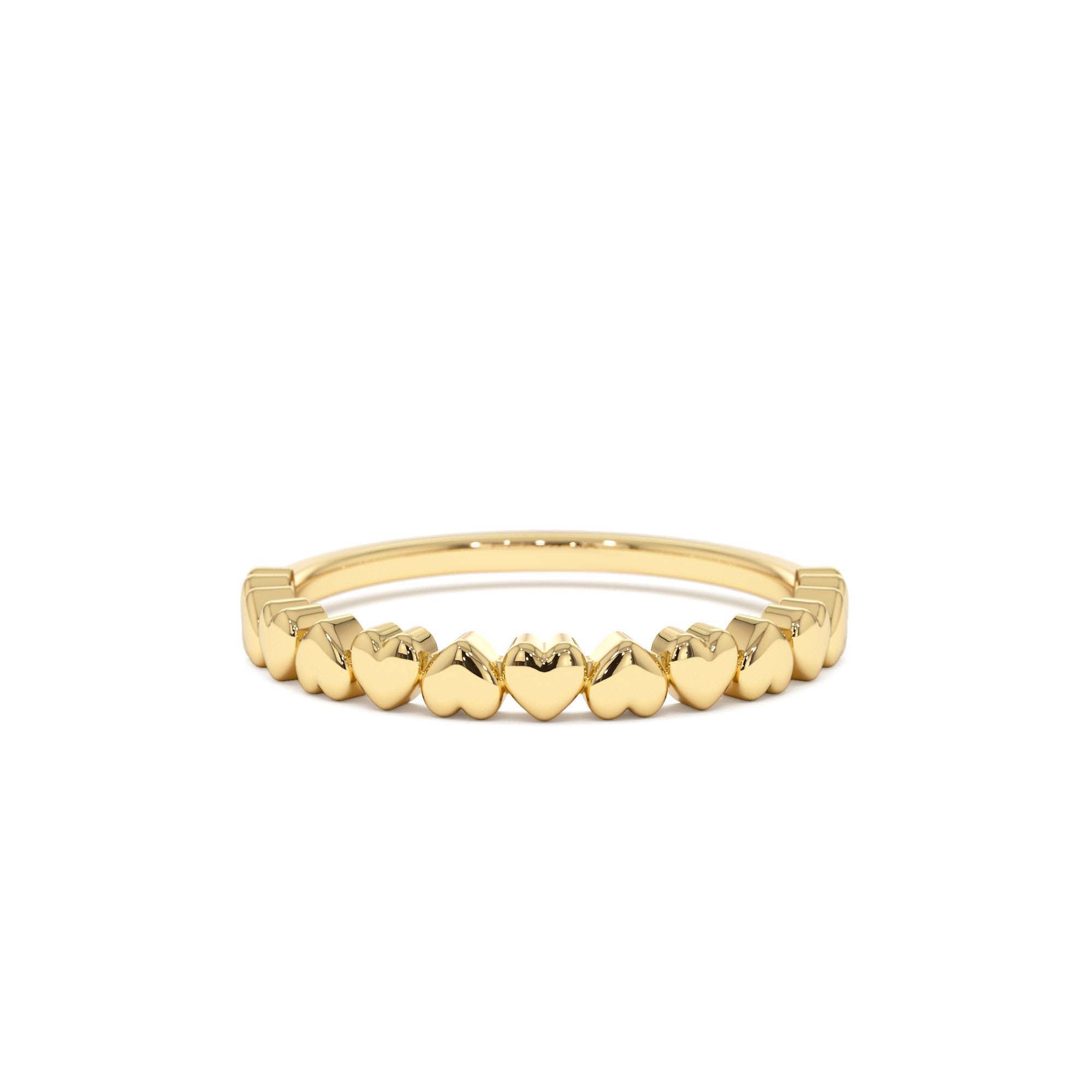 14k Dainty Heart Stacking Gold Ring by Orlina Fine