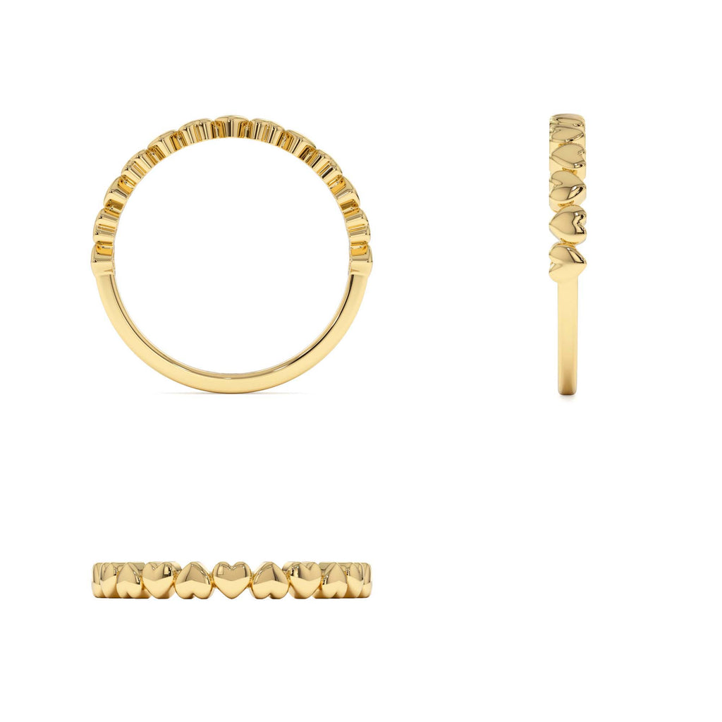 14k Dainty Heart Stacking Gold Ring - view 5